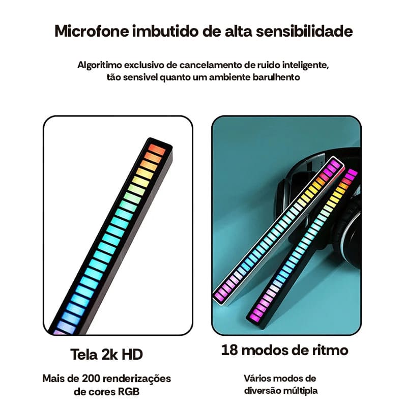 Luminária RGB LED Sonora, Reage Com Som, App de Telefone e Mais!