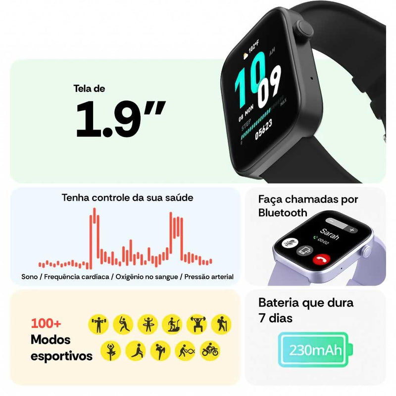 Smartwatch COLMIP71 Masculino e Feminino, Resistente a Água, Recebe Notificações, Monitoramento de Saúde e Mais - Kôda Store