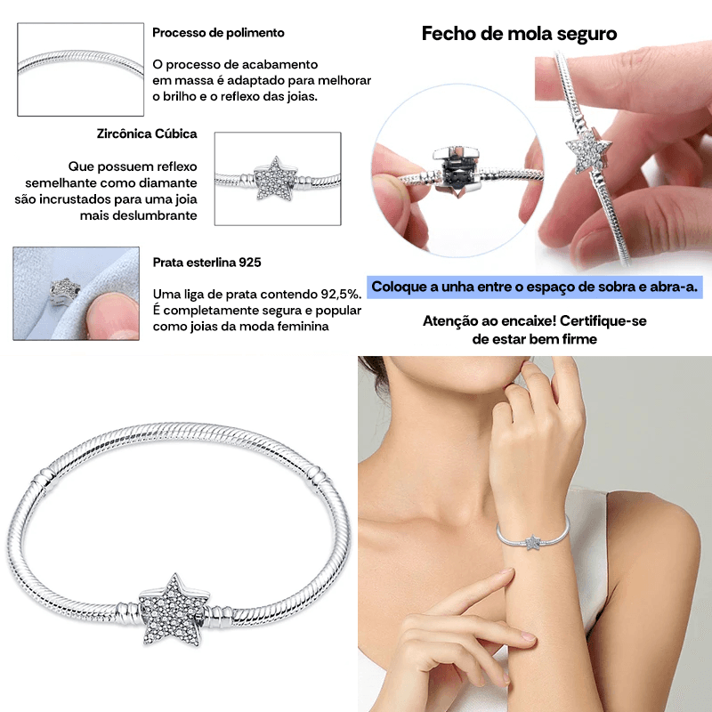 Pulseira em Prata Esterlina 925 para Mulheres, Charme e Sofisticação Feminina - Kôda Store